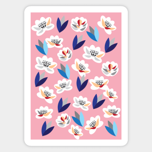 The rose garden. Graphic design of flowers and leaves in a blooming garden. Sticker